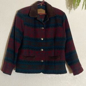 VINTAGE WOOLRICH Aztec Southwest Button Wool Coat Lined SZ MEDIUM